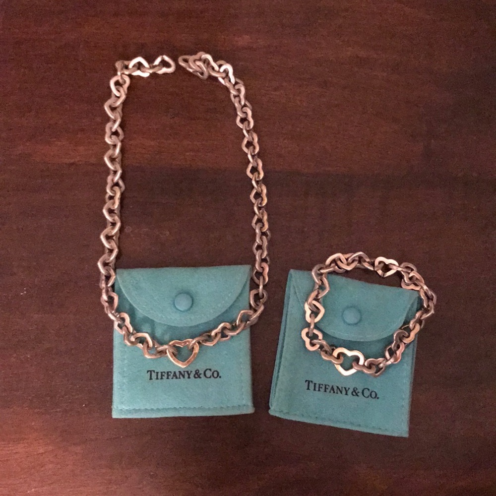 Tiffany & Co. heart chain necklace & bracelet set